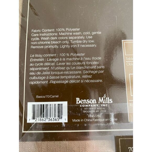 Basics Brown Fabric Table Cloth 70”Round - Picture 4 of 4